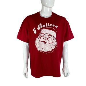 Men’s “I Believe” Red Santa Tee
